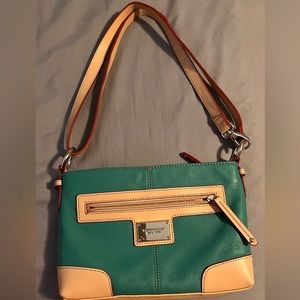 TIGNANELLO TEAL AND TAN PURSE 1989, crossbody and should bag